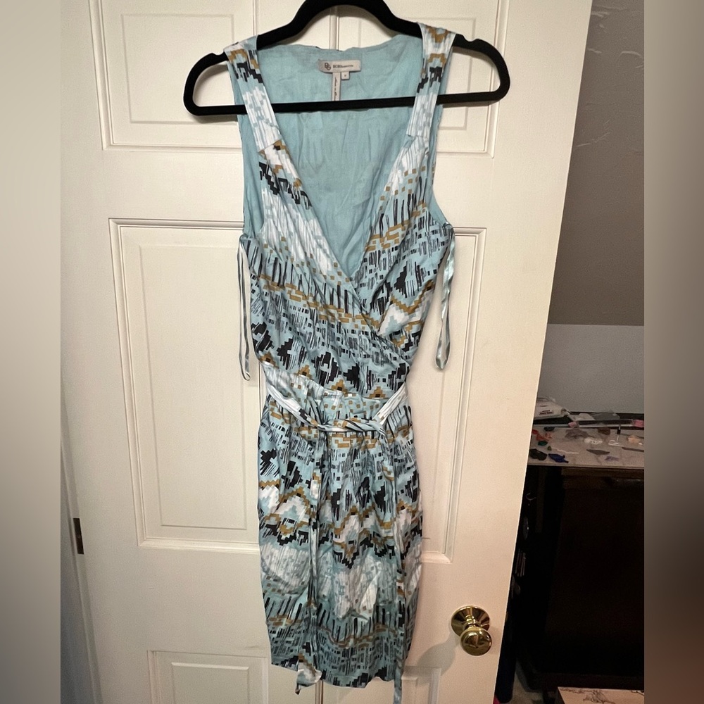 BCBGeneration Blue Patterned Midi Dress
